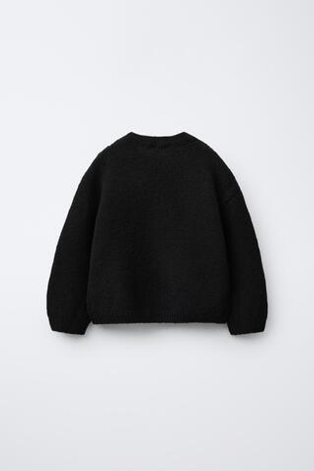ZARA ТРИКОТАЖНЫЙ ДЖЕМПЕР С ЦВЕТАМИ, ЧЕРНЫЙ