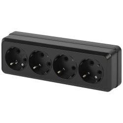 Розетка Intro Quadro 2-208-05 четверная с заземлением 4х2P+E 16А-250В IP20 ОУ антрацит | Intro Quadro