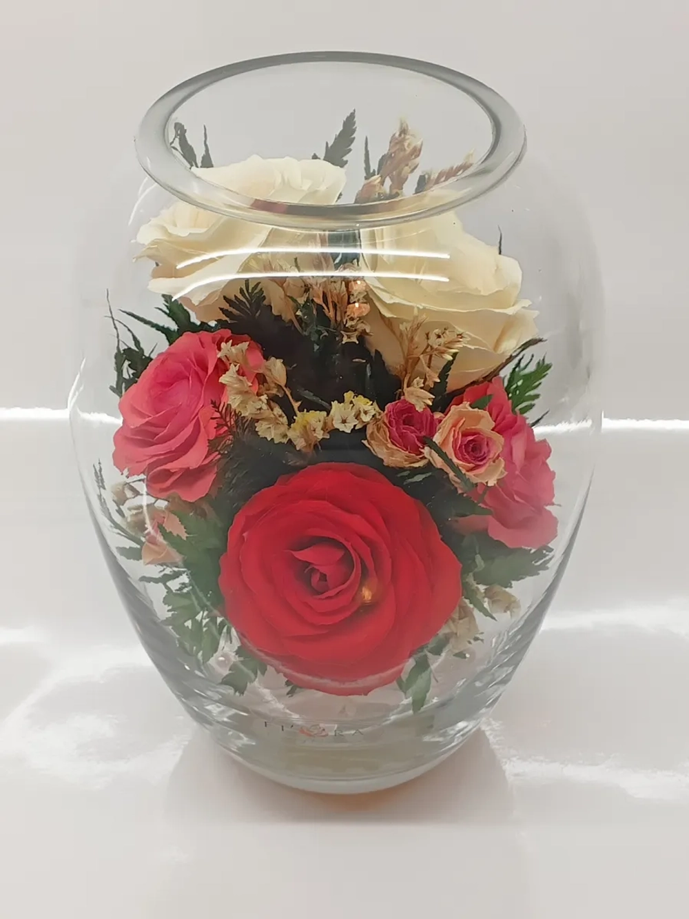 натуральные цветы в стекле, вакуум