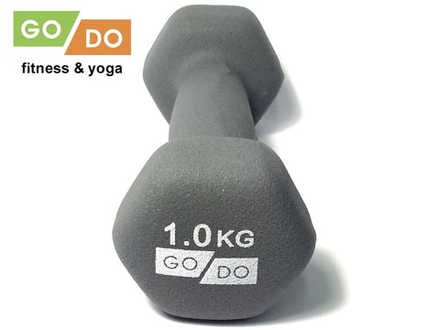 Гантель GO DO в виниловой матовой неопреновой оболочке.  Вес 1 кг.  (Серый)