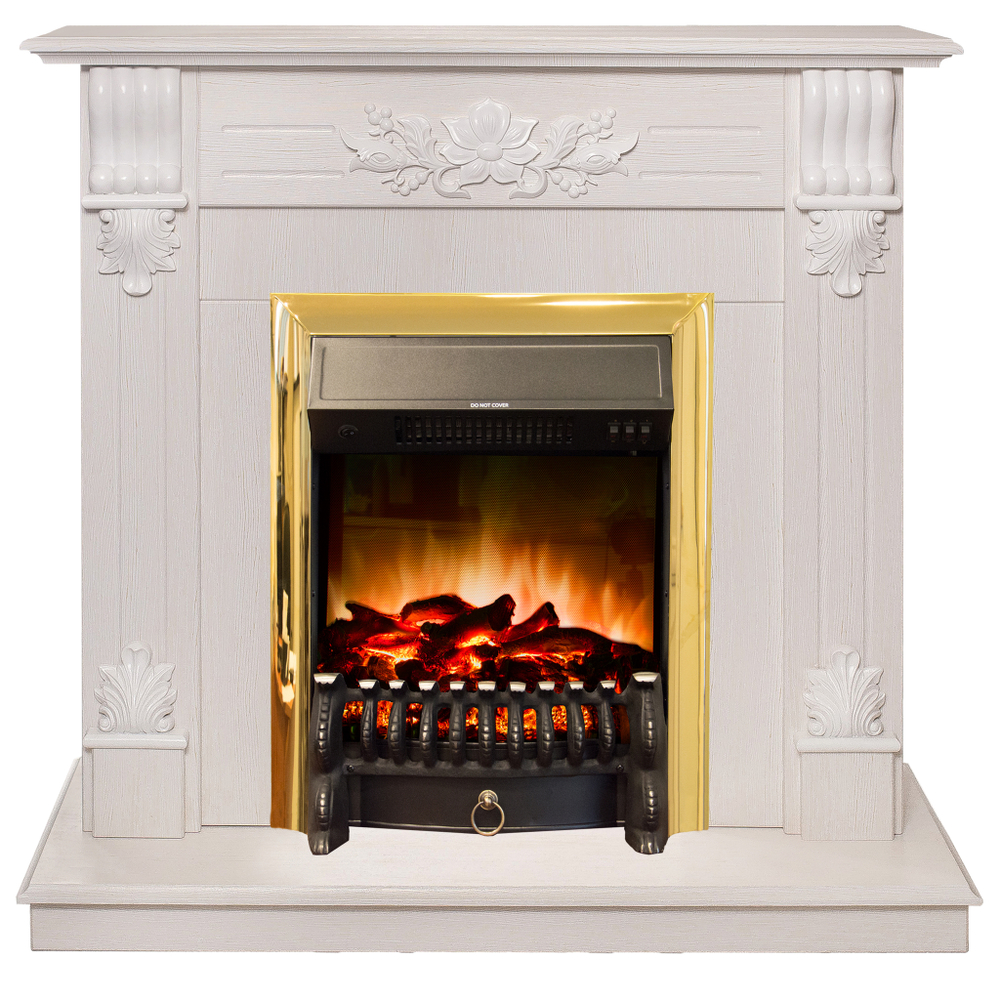Каминокомплект Real Flame Ottawa WT с очагом Fobos Lux Brass