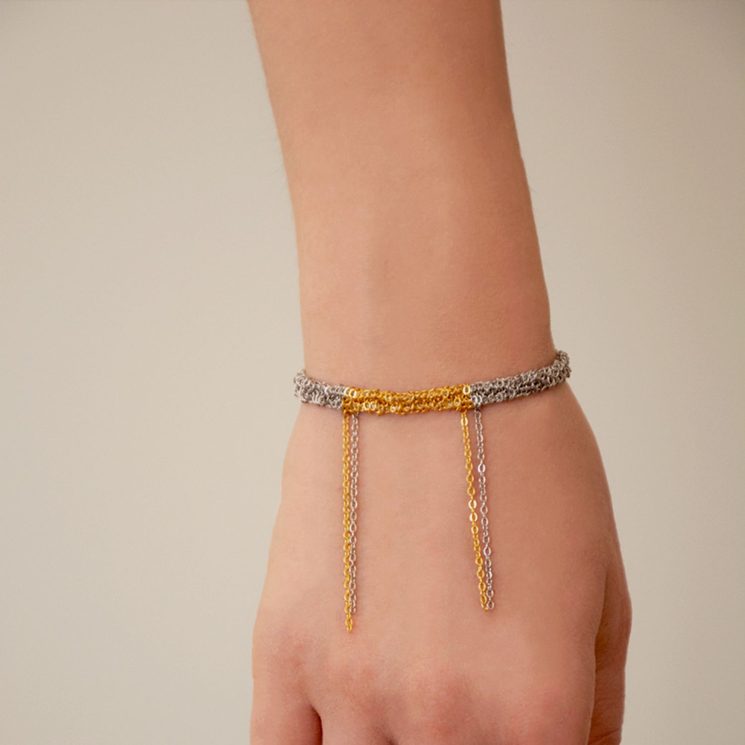 Плетенный браслет - Сталь, позолота