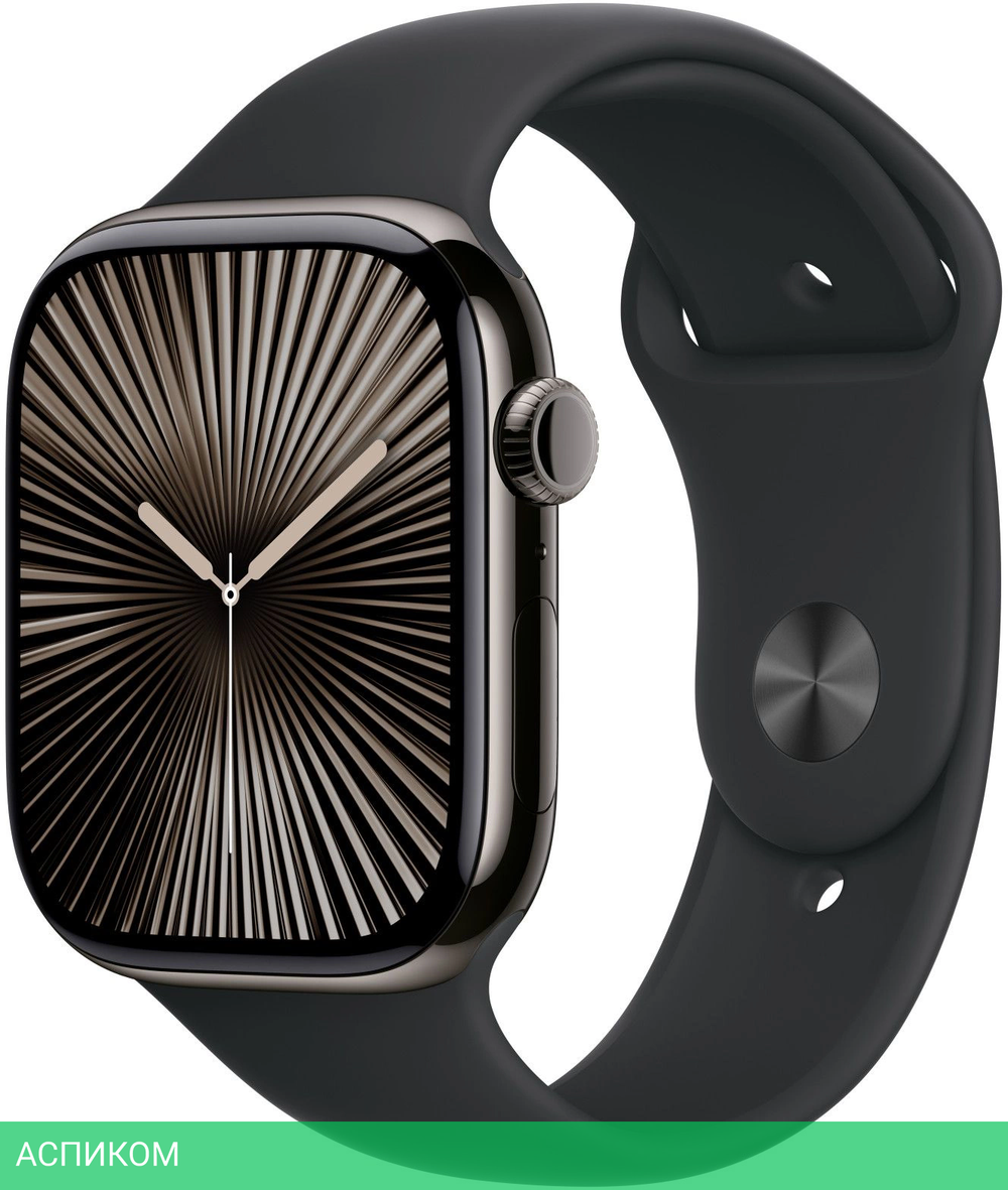 Умные часы Apple Watch Series 10 A2999 46мм OLED черный/черный Sport Band (MWWP3LW/A)
