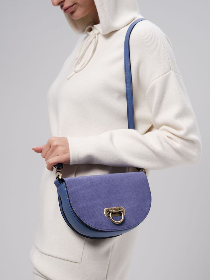 Сумка замшевая на плечо кросс-боди сиреневая