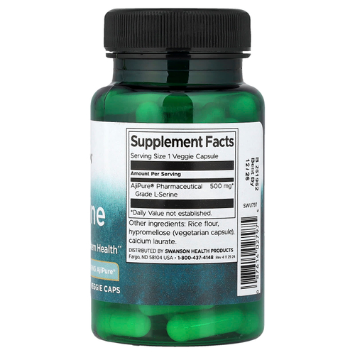Swanson, L-серин, 500 мг, 60 растительных капсул
