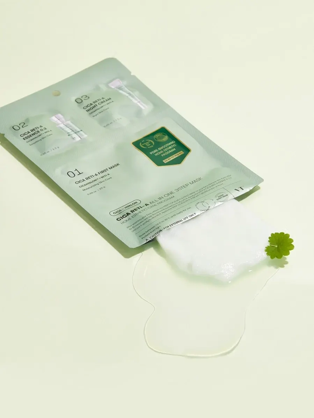 VT Cosmetics Трёхступенчатый набор с ретинолом: сыворотка-бустер + маска + крем Cica Reti-A All In One 3Step Mask 1.5+25+1.5 гр