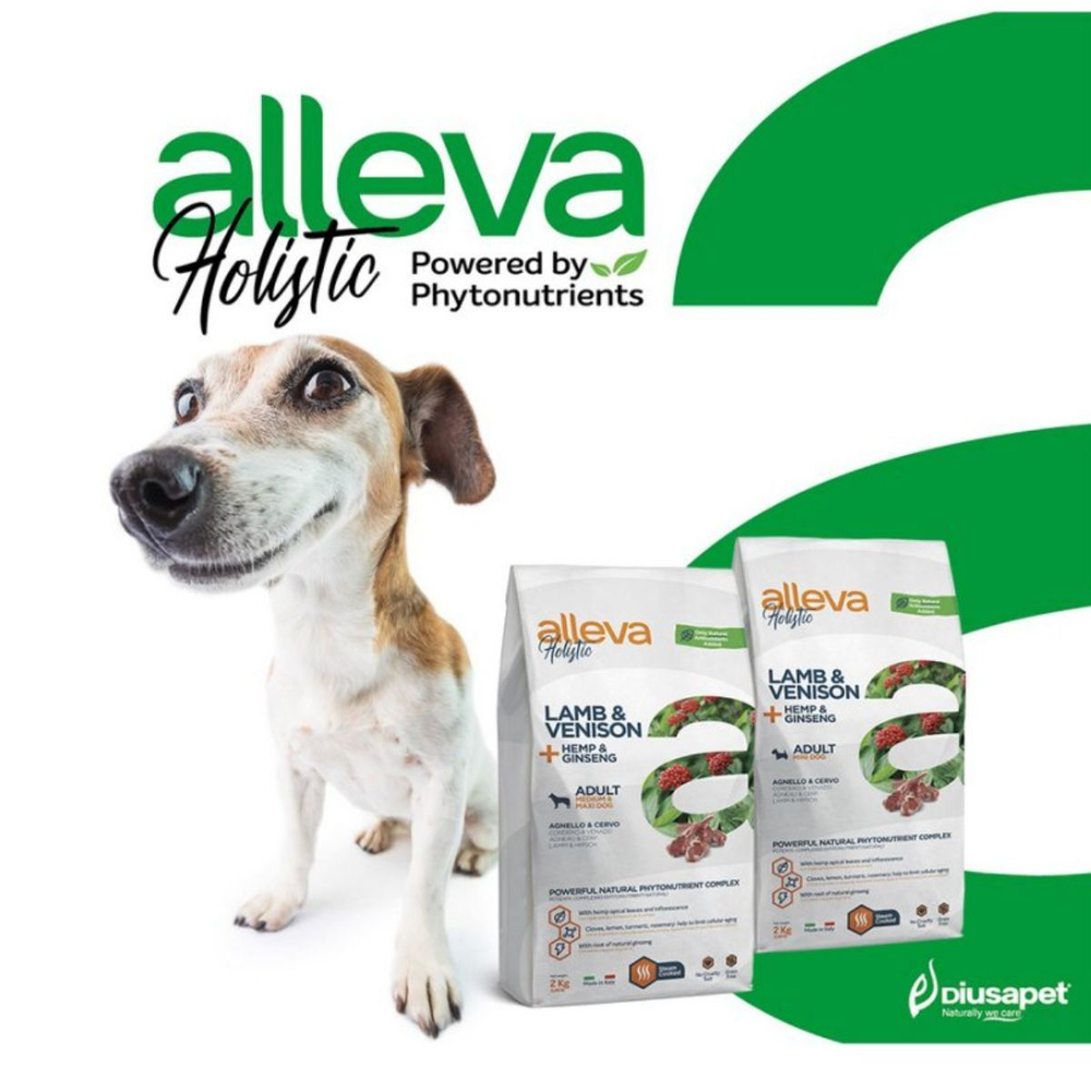 Корм Аллева Холистик Holistic Lamb & Venison + Hemp & Ginseng Medium/Maxi для взрослых собак средних и крупных пород, с ягненком и олениной и женьшенем, 12 кг