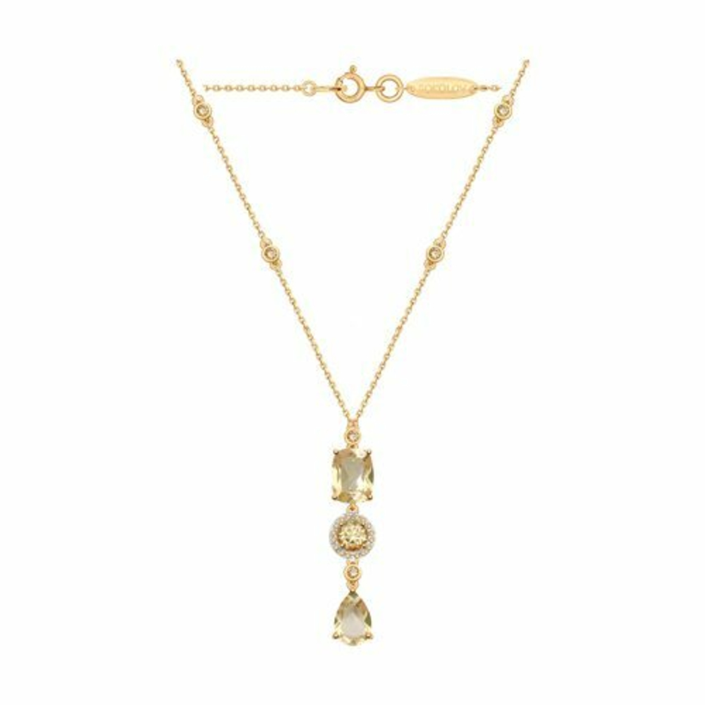 Колье из золота с топазами Swarovski и жёлтыми Swarovski Zirconia