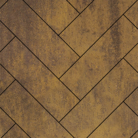 Тротуарная плитка ПРЯМОУГОЛЬНИК 600х200 мм - Листопад гладкий Янтарь