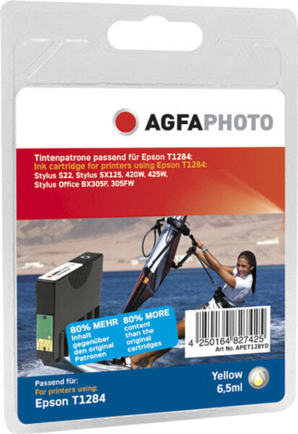 Картридж струйный желтый 1 шт AgfaPhoto Holding GmbH APET128YD