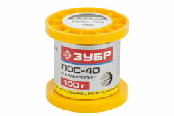 Припой ЗУБР 55451-100-10C ПОС 40 трубка с канифолью 100г 1мм