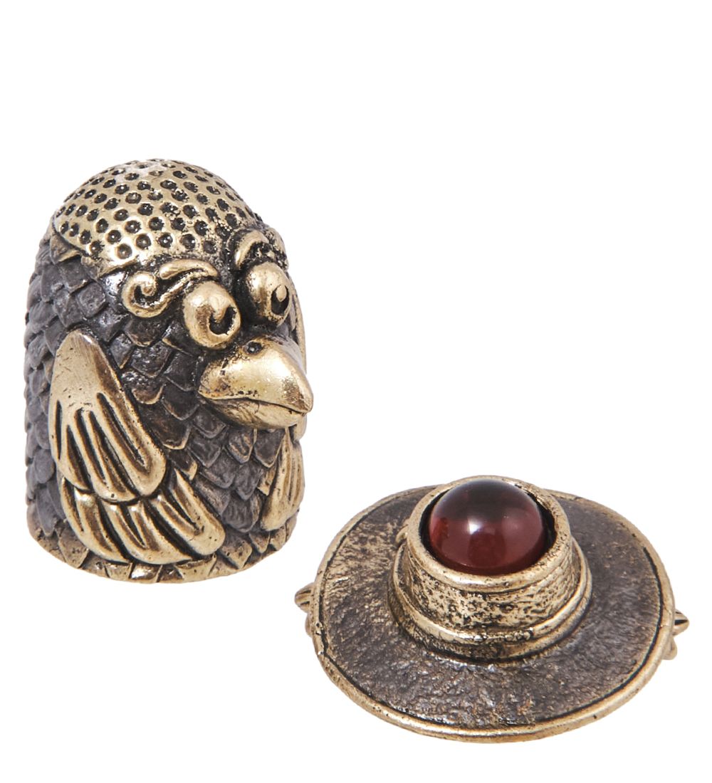 AM-4131 Наперсток «Ворона Марфуша» (латунь, янтарь)