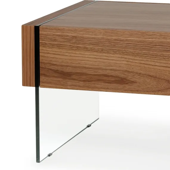 Журнальный стол с ящиками Somerset 127x60 см, шпон ореха, стеклянные ножки