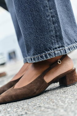 ZARAЗАМШЕВЫЕ ТУФЛИ-МЮЛИ, КОРИЧНЕВЫЙ