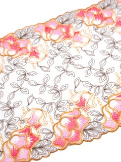 05-130 ОПТ Вышивка на неэл. сетке 24 см, телесный/коралл/розовый