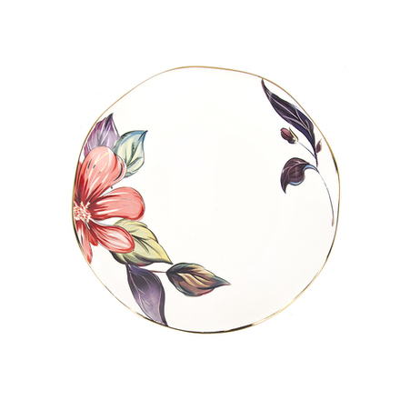Тарелка (с элементами золота) "Олеандр" 15*15*2см. (min6) (транспортная упаковка)