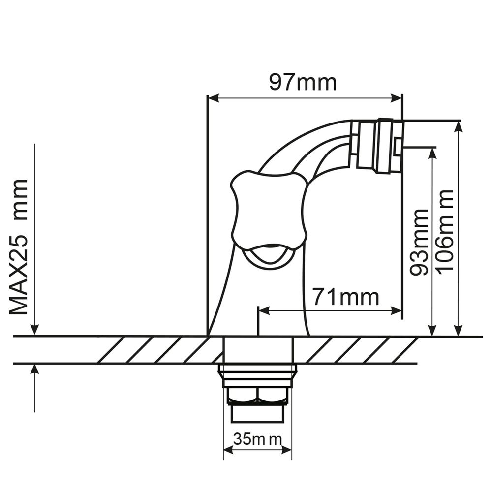 Смеситель для биде 1/2 кер. MIXLINE ML11-05 (без подводки)*