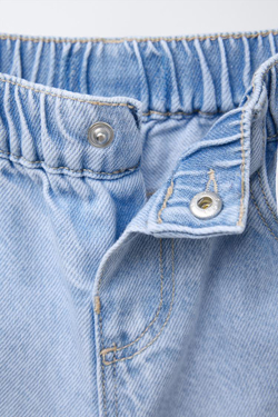 ZARA ДЖИНСЫ-КЮЛОТЫ С ВОЛАНАМИ СНИЗУ, ГОЛУБОЙ