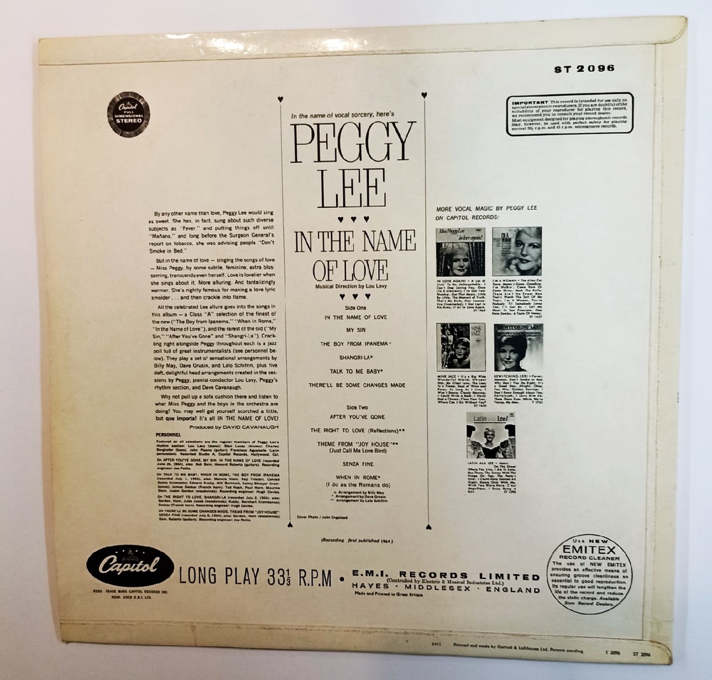 Peggy Lee In The Name Of Love (UK 1964)
