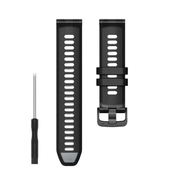 Ремешок силиконовый для Garmin Forerunner 970 / 965 / 955 / 745 (Черный Серый)