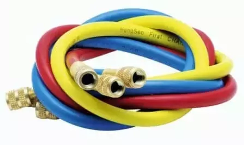 Заправочные шланги DSZH-336-RYB-H-R410 набор 3шт по 0.9м, 1/4"-5/16" SAE, до 55 Bar