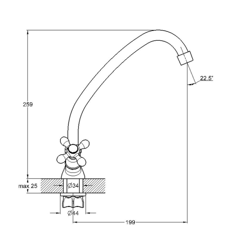 Смеситель для кухни, G.lauf, с кран-буксой, хром, QFR4-A722