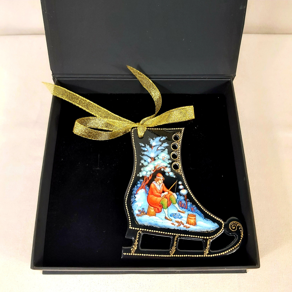 Сувенир "Фигурный конек" с росписью Палех в подарочной коробке