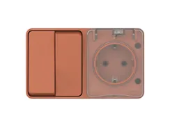 ATLASDESIGN PROFI IP54 О/У БЛОК: РОЗЕТКА с заземл. со шт., 16А, ВЫКЛЮЧАТЕЛЬ 2-клав., 10АХ, ТЕРРАКОТОВЫЙ