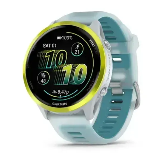 Умные часы Garmin Forerunner 570 - 47 мм Желтый алюминий с полупрозрачным белым/бирюзовым ремешком