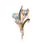 Брошь «Крокус» из красного золота c топазами и хромдиопсидами Артикул: 04-0247-00-713-1110-57