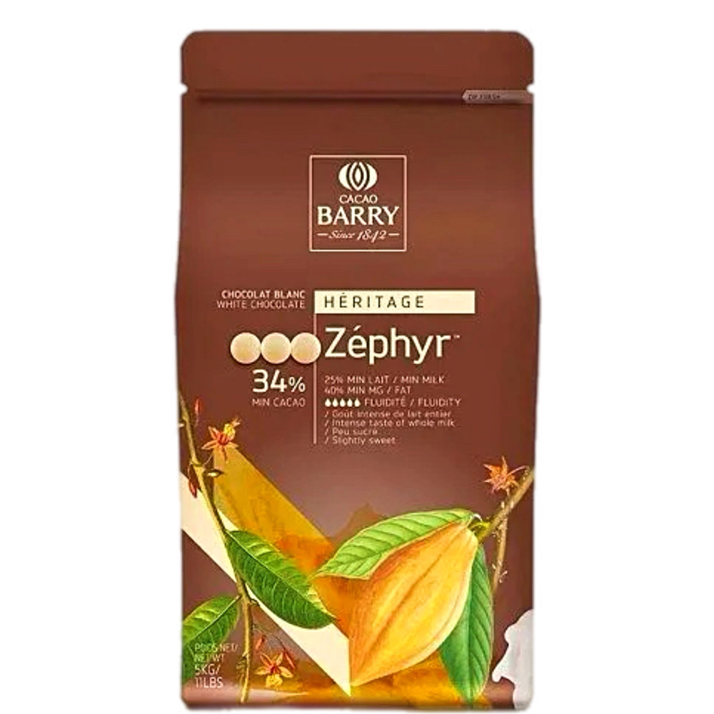 Шоколад белый 34% «Cacao Barry» Zephyr 5 кг
