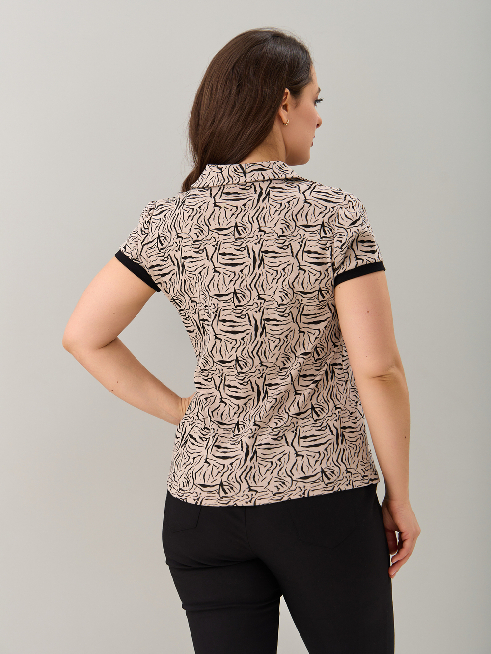 Блузка БЛ-115/бежевый-зебра