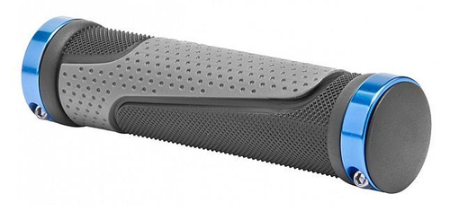 Ручки руля  XH-G56BL 130 мм с кольцами алюминиевыми, чёрно-серо-синие в инд. уп. арт.150129 (10216170/010821/0228802, Китай)