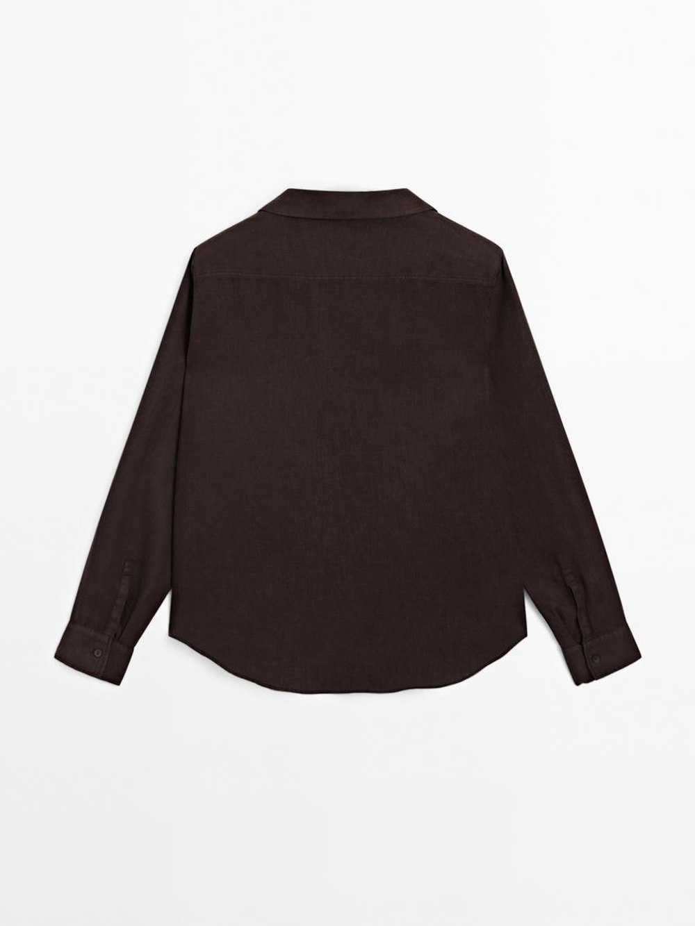 Massimo Dutti Рубашка из струящегося 100% льна, гранатовый