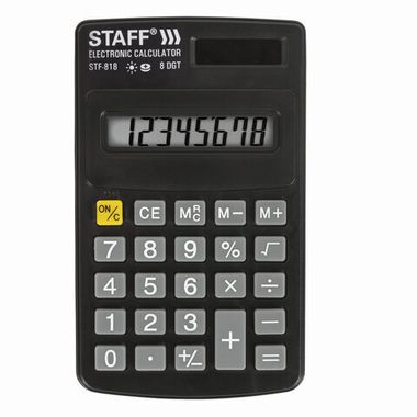 Калькулятор карманный (STAFF) STF-818, 8 разрядов, двойное пит., 102х62мм 250142