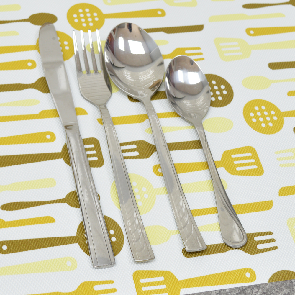 Коврик для кухонных ящиков в рулоне 60*150см "Ложки-вилки", желтый