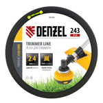 Леска для триммера витой квадрат, 2,4мм х 243м, на DIN катушке FLEX CORD Denzel