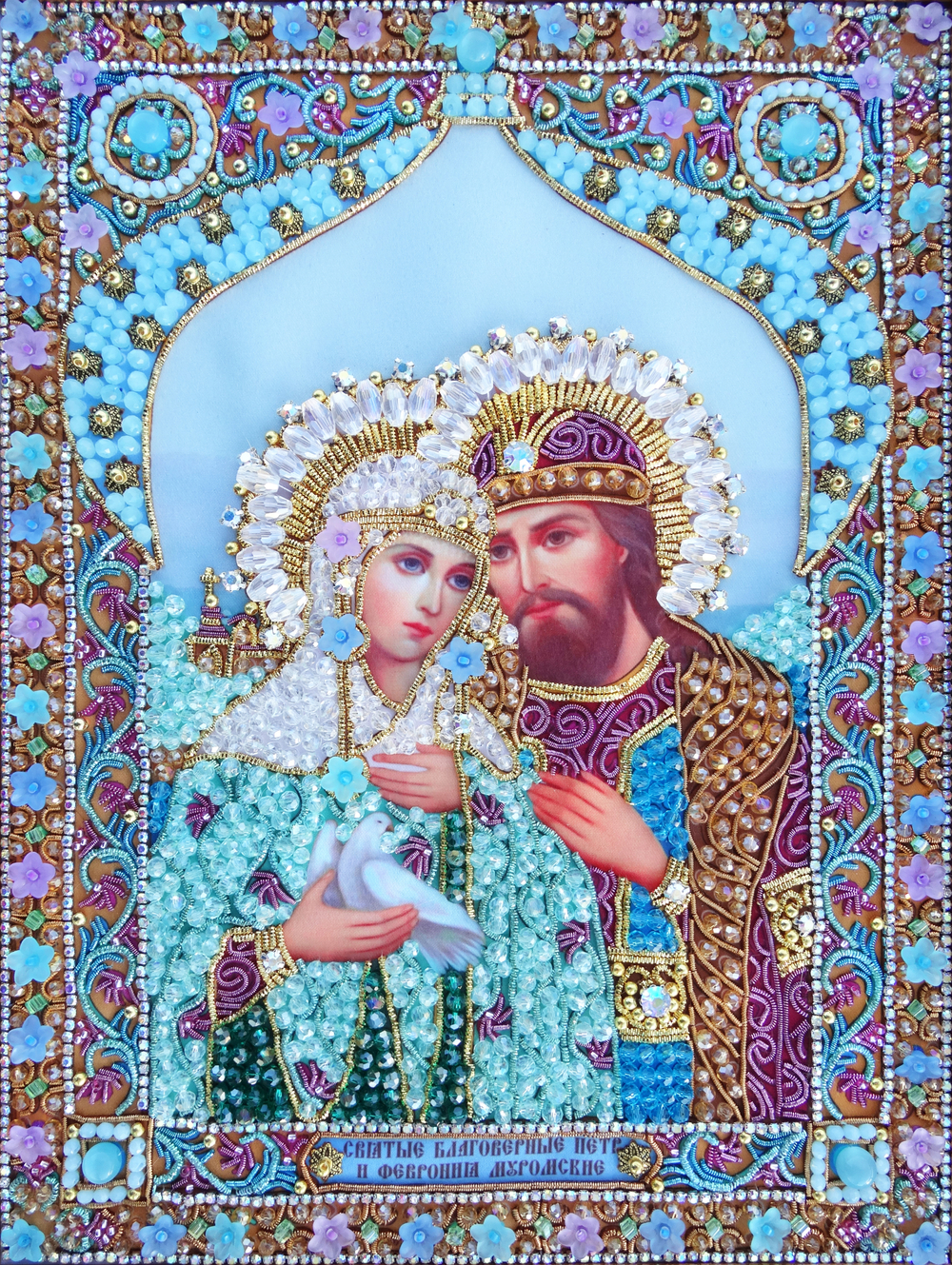 И-26а Набор для вышивания хрустальными камнями Святые Петр и Феврония (мал.)