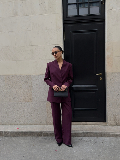 Жакет из вискозы без лацкана бордовый