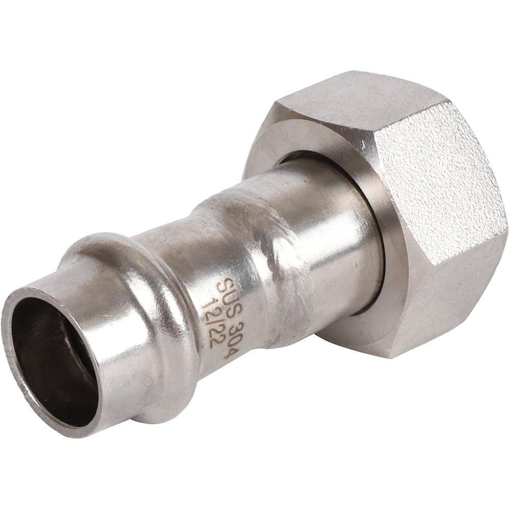 ROMMER Переходник с накидкой гайкой 15x3/4" из нержавеющей стали прессовой