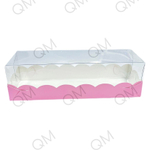 Коробка для макарон с пластиковой крышкой 190*55*55 мм (розовая матовая), 50шт