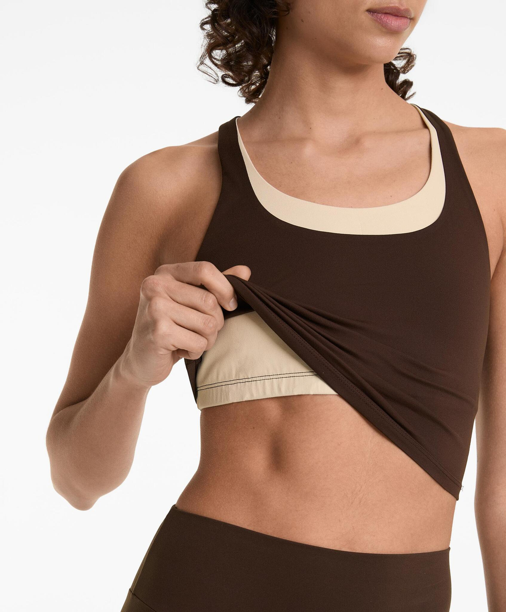 Oysho Спортивный топ Сomfortluх, темно-коричневый