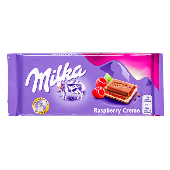 Милка шоколад 100 гр Малина 22 шт