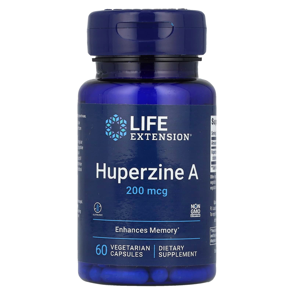 Life Extension, Гуперзин А, 200 мкг, 60 растительных капсул