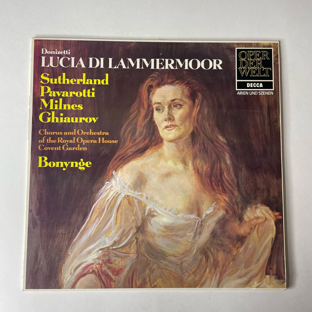 Винтажная виниловая пластинка LP Donizetti, Sutherland, Pavarotti, Orchestra Of The Royal Opera House, Опера Лючия ди Ламмермур Lucia Di Lammermoor (Arien Und Szenen) (Германия 1976)