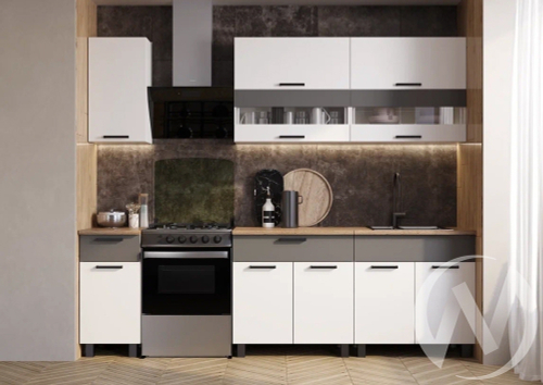 Кухня Монтана 2.0 м (белый/белый; графит/дуб кера)