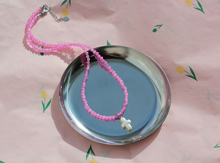 Чокер из фианита цвета фуксия Istina