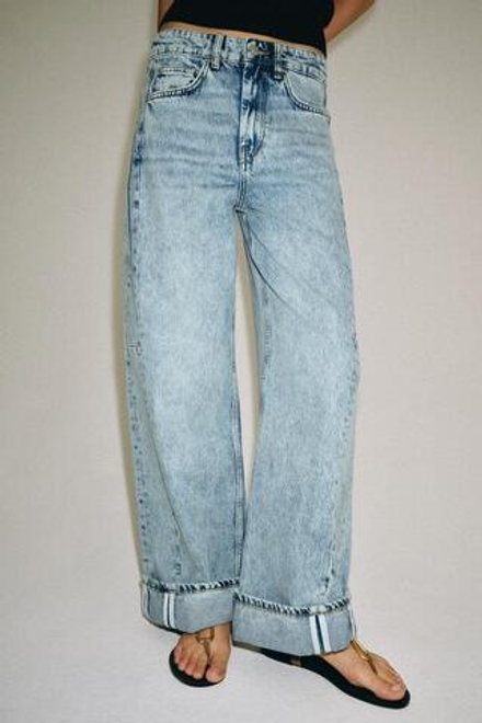 ZARA ДЖИНСЫ RELAXED-FIT С НИЗКОЙ ПОСАДКОЙ — ZW COLLECTION, СИНИЙ