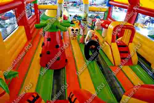 Надувной батут "Страна Сафария" с крышей и высокими горками 11*7*6 м