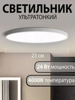 Люстра потолочная светодиодная 24 Вт / светильник потолочный накладной настенный круглый для кухни, спальни, ванной, гостиной, прихожей